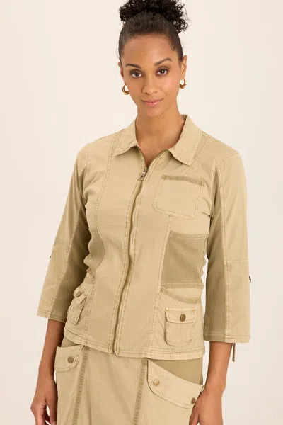 Wearables Wexel Stretch Poplin Fitted Cargo Jacket In Beige