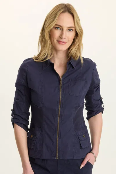 Wearables Wexel Stretch Poplin Fitted Cargo Jacket In Blue