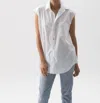 Wearcisco Cut Off Button Down Top In Optic White In White