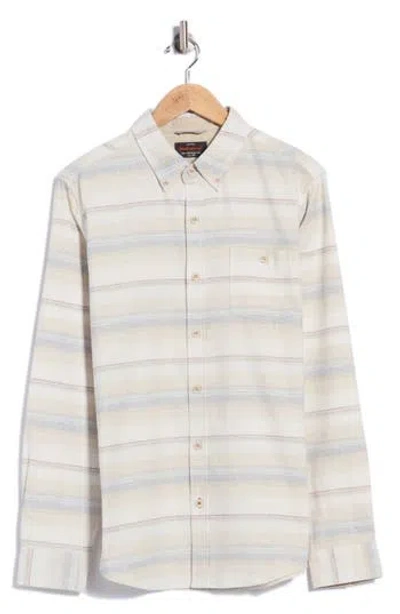 Weatherproof ® End On End Ticking Long Sleeve Button-down Shirt In Neutral