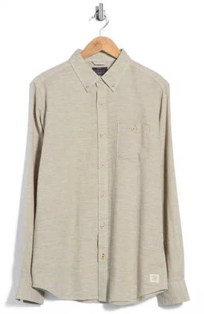 Weatherproof ® Horizontal Slub Pebble Long Sleeve Button-down Shirt In Neutral