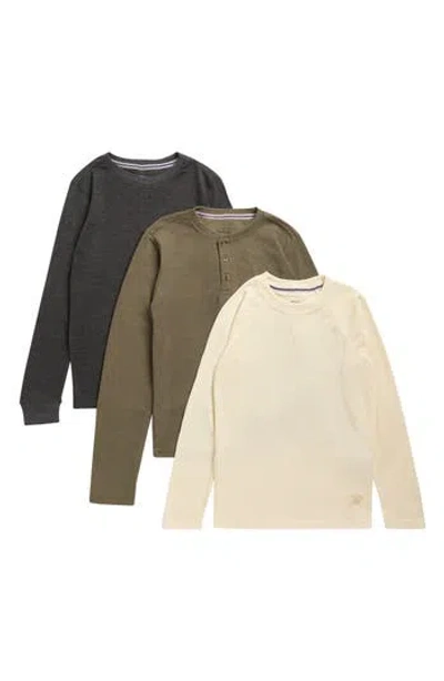 Weatherproof ® Kids' 3-pack Waffle Knit Long Sleeve T-shirts In Multi