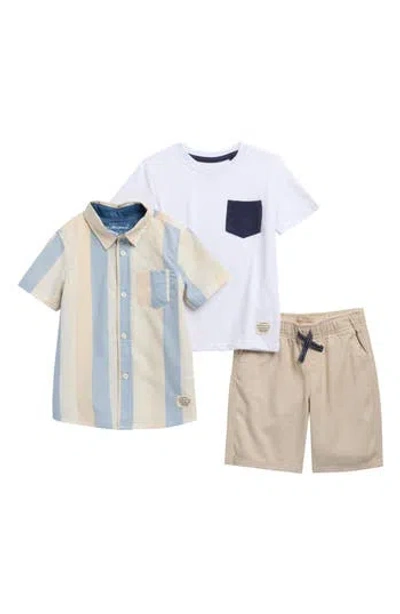 Weatherproof ® Kids' Stripe Short Sleeve Button-up Shirt, T-shirt & Shorts Set In White