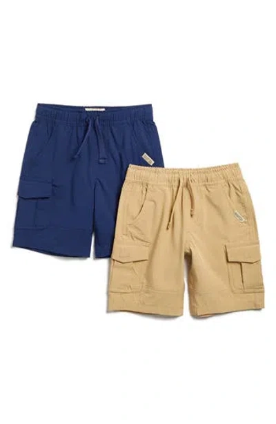 Weatherproof ® Kids' Two-pack Tech Shorts Set In Navy/brit Khaki