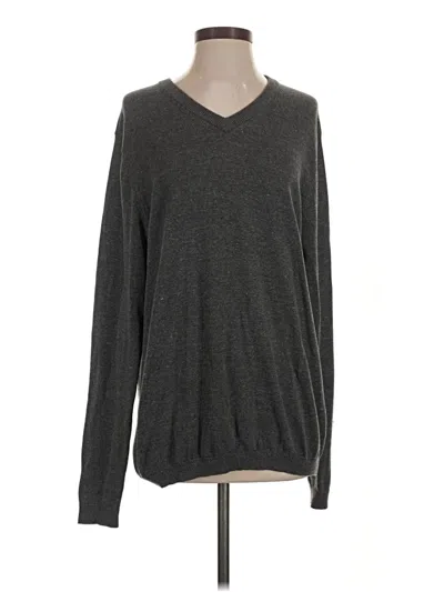 Pre-owned Weatherproof Long Sleeve Top Gray V-neck Tops