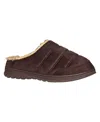 Weatherproof Men's Microsuede Puffer Clog With Tipped Shearling Faux Fur Lining Indoor-outdoor Sole Shoe In Brown
