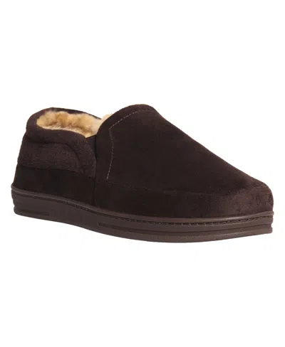 Weatherproof Men's Microsuede Twin Gore Clog With Faux Fur Lining And Indoor-outdoor Sole Shoe In Brown