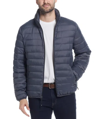 Weatherproof Men's Packable Neck Pillow Zip-front Quilted Jacket In Silver