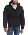 Weatherproof Men's Quilted Puffer Jacket With Attached Hood In Black