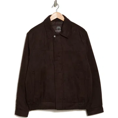 Weatherproof ® Micro Faux Suede Shirt Jacket In Chocolate Brown