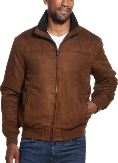Weatherproof Modern Fit Faux Suede Bomber Jacket In Brown