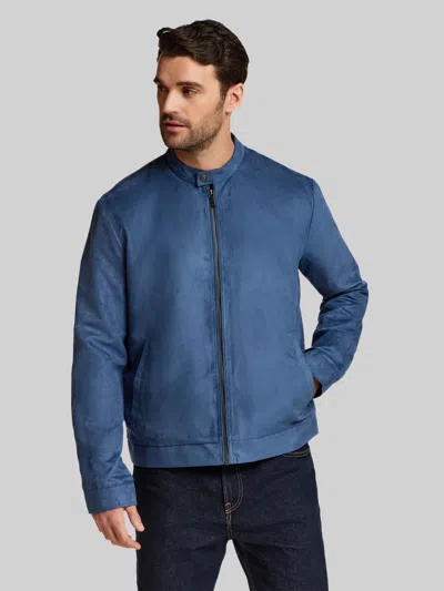 Weatherproof Modern Fit Moto Suede Jacket In Blue