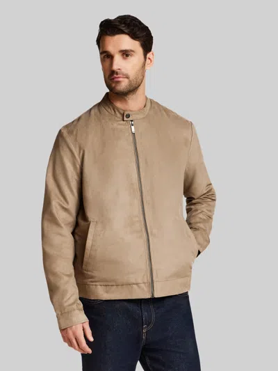 Weatherproof Modern Fit Moto Suede Jacket In Brown