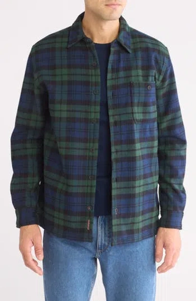 Weatherproof ® Plaid Flannel Fleece Bonded Shirt Jacket In Blackwatch