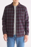 Weatherproof ® Plaid Flannel Fleece Bonded Shirt Jacket In Burgundy