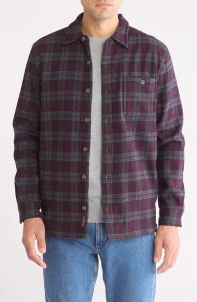Weatherproof ® Plaid Flannel Fleece Bonded Shirt Jacket In Burgundy