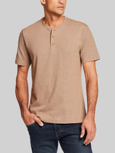 Weatherproof Regular Fit Suede Microstripe Short Sleeve Henley In Multi