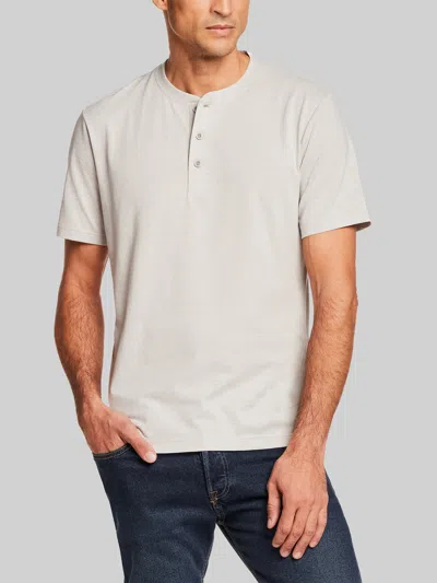 Weatherproof Regular Fit Suede Microstripe Short Sleeve Henley In Neutral