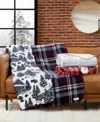 Weatherproof Reversible Plaid Throw, 50" X 70" In Navy