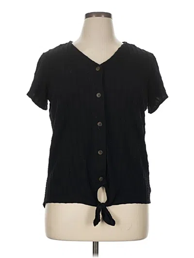 Pre-owned Weatherproof Short Sleeve Henley Shirt In Black