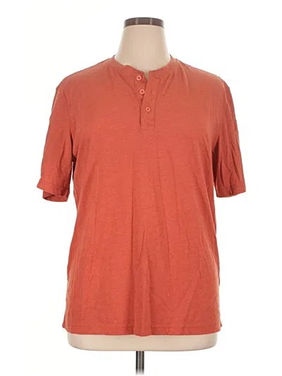 Pre-owned Weatherproof Short Sleeve Henley Shirt In Orange