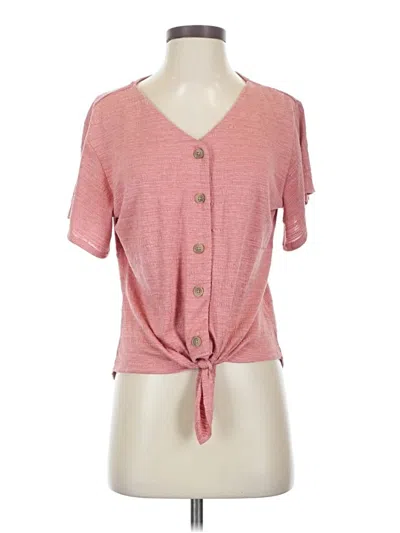 Pre-owned Weatherproof Short Sleeve Henley Shirt In Pink