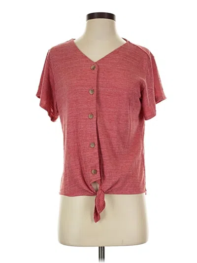 Pre-owned Weatherproof Short Sleeve Henley Shirt In Red