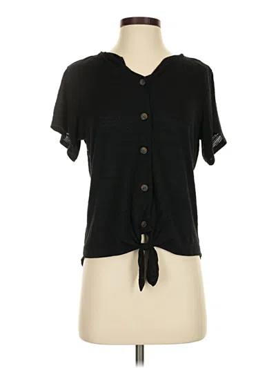 Pre-owned Weatherproof Short Sleeve Top Black Keyhole Neckline Tops