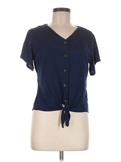Pre-owned Weatherproof Short Sleeve Top Blue Keyhole Neckline Tops