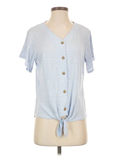 Pre-owned Weatherproof Short Sleeve Top Blue Keyhole Neckline Tops