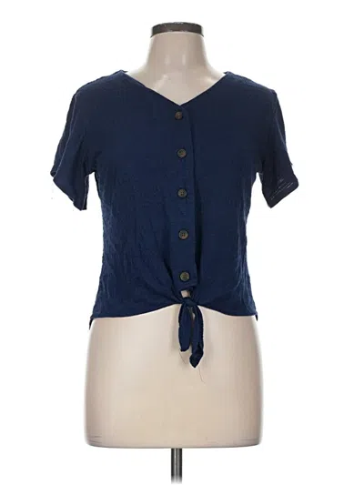 Pre-owned Weatherproof Short Sleeve Top Blue Keyhole Neckline Tops