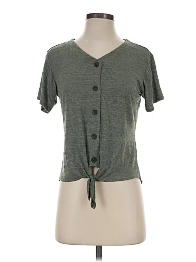 Pre-owned Weatherproof Short Sleeve Top Green Keyhole Neckline Tops