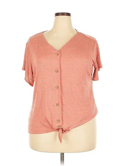 Pre-owned Weatherproof Short Sleeve Top Orange Keyhole Neckline Tops