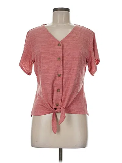 Pre-owned Weatherproof Short Sleeve Top Pink Keyhole Neckline Tops