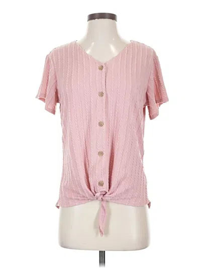 Pre-owned Weatherproof Short Sleeve Top Pink Keyhole Neckline Tops