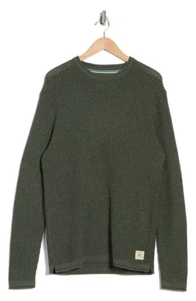 Weatherproof ® Tuck Stitch Roll Crewneck Sweater In Dark Olive Twist