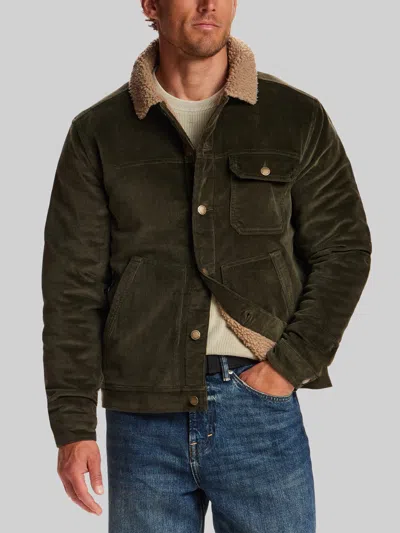 Weatherproof Vintage Sherpa Lined Cord Trucker Jacket In Green