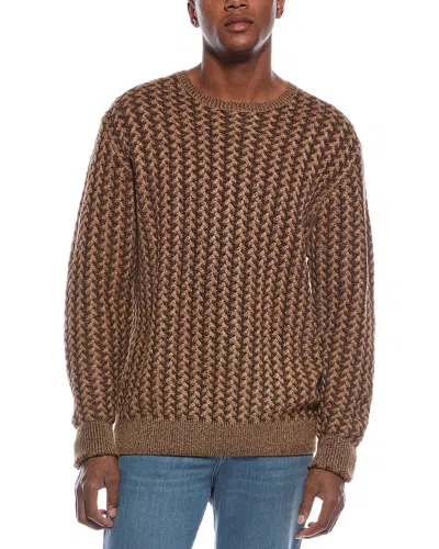 Weatherproof Vintage Braided Crewneck Sweater In Brown