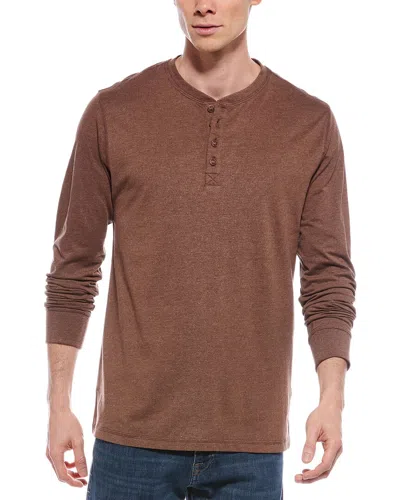 Weatherproof Vintage Brushed Jersey Henley Shirt In Brown