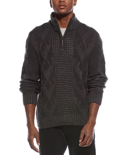 Weatherproof Vintage Cable 1/4-zip Mock Neck Sweater In Black