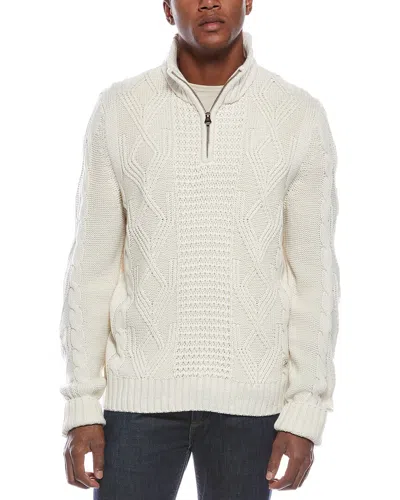 Weatherproof Vintage Cable 1/4-zip Mock Neck Sweater In White