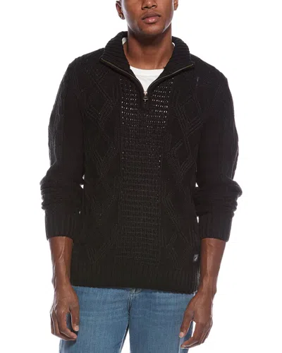 Weatherproof Vintage Cable 1/4-zip Mock Neck Sweater In Black