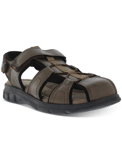 Weatherproof Vintage Cory Mens Faux Leather Casual Fisherman Sandals In Grey