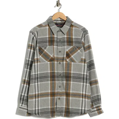 Weatherproof Vintage Heavyweight Flannel Plaid Shirt Jacket In Gray