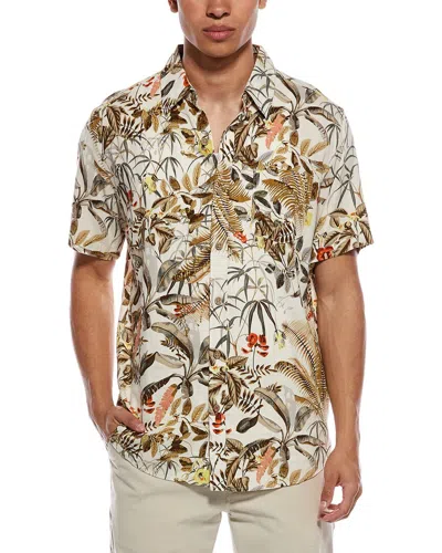 Weatherproof Vintage Linen-blend Print Camp Shirt In Animal Print