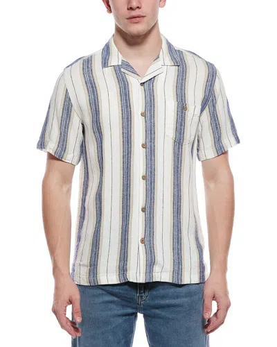 Weatherproof Vintage Linen-blend Vertical Stripe Shirt In Blue