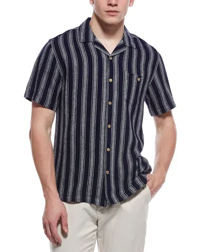 Weatherproof Vintage Linen-blend Vertical Stripe Shirt In Black
