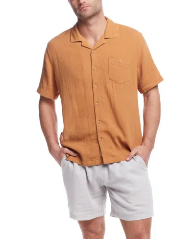 Weatherproof Vintage Men's Airtex Regular-fit Textured Button-down Camp Shirt In Burgundy
