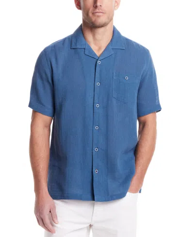 Weatherproof Vintage Men's Airtex Regular-fit Textured Button-down Camp Shirt In Blue