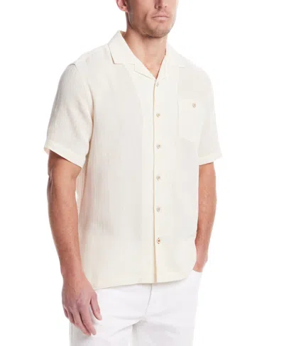 Weatherproof Vintage Men's Airtex Regular-fit Textured Button-down Camp Shirt In Neutral